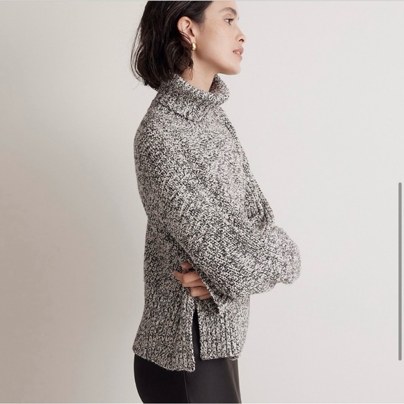 NWT Madewell Marled Cookies and Cream Wide Rib Turtleneck Sweater SZ Small - Picture 3 of 10